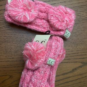 CC Kids Matching Headband & Gloves Pink NWT